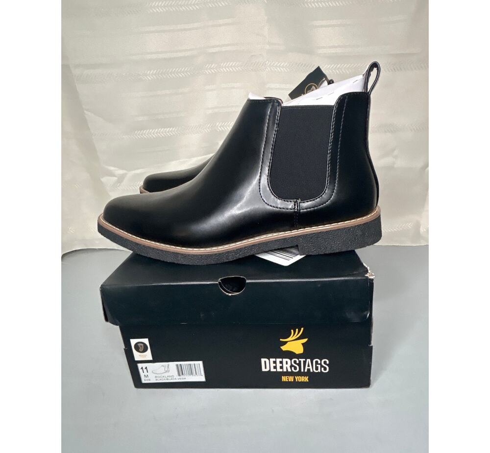 Deer Stags Rockland Men's Chelsea Boot Black Size 11 M Memory Foam Slip-On